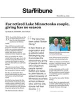 Click for pdf: For retired Lake Minnetonka couple, giving has no season