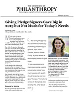 Click for pdf: Giving Pledge Signers Gave Big in 2013 but Not Much for Today's Needs