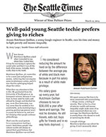 Click for pdf: Well-paid young Seattle techie prefers giving to riches